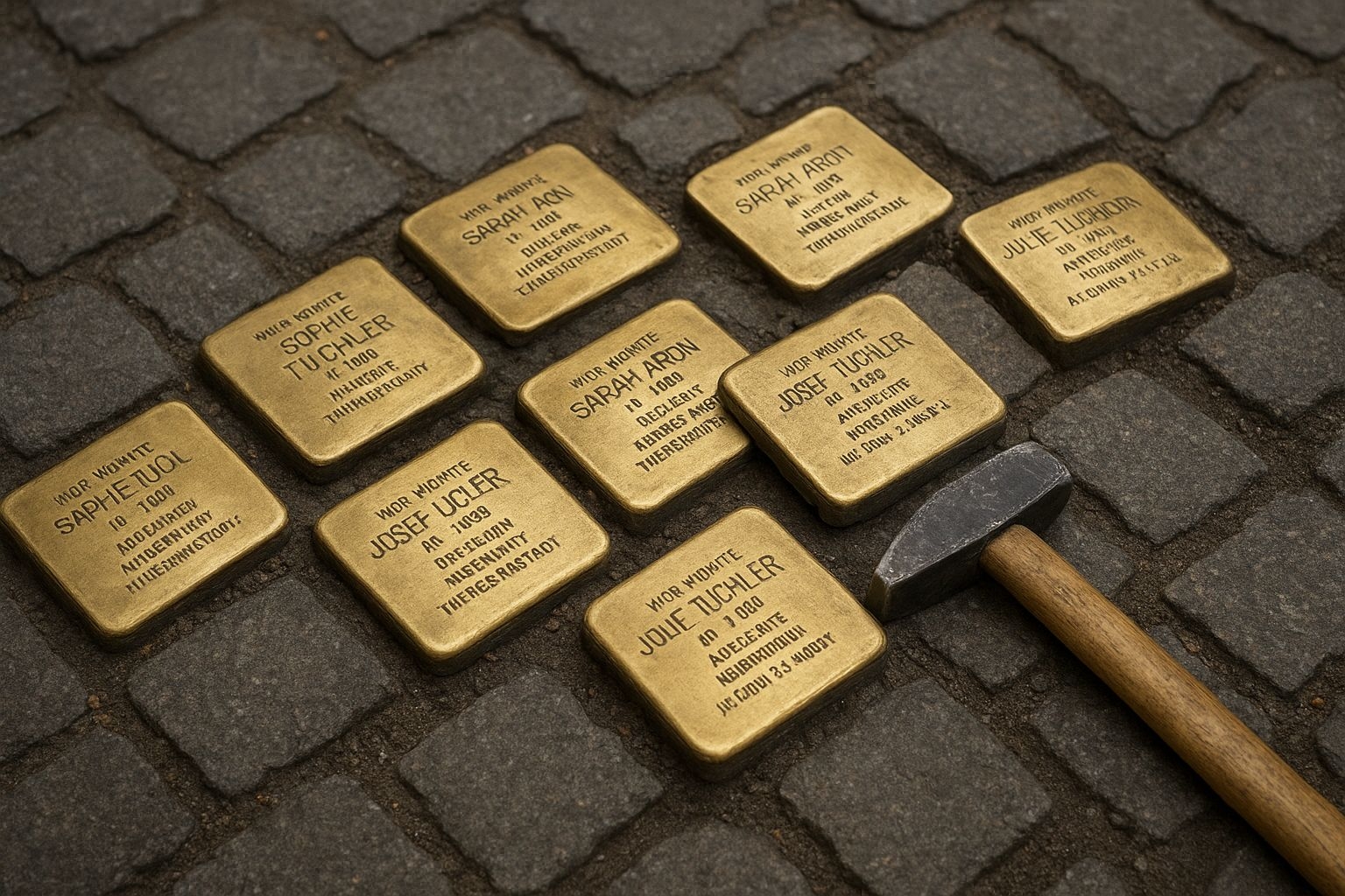 KI generiert / Verlegung Stolpersteine