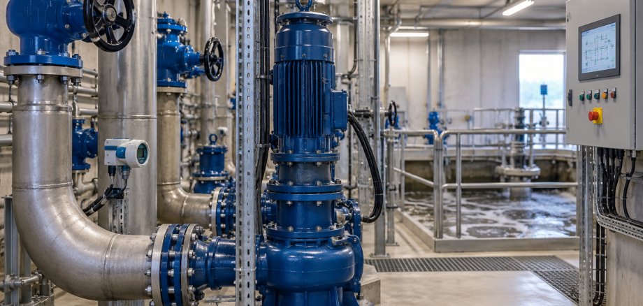 Beispielbild einer Technischen Anlage Beispiel einer Technischen Anlage mit Pumpen, Rohrleitungen und Steuerungstechnik in einer Kläranlage