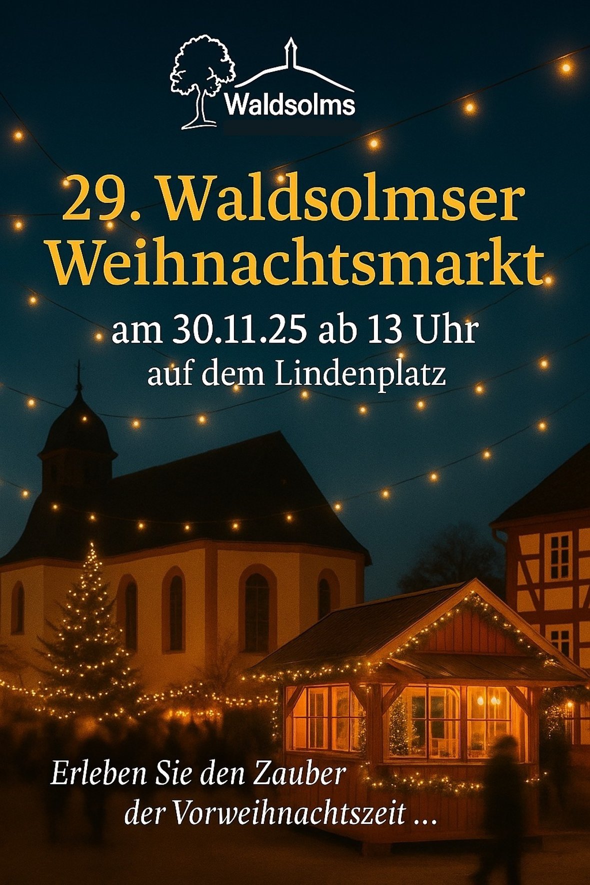 Plakat Weihnachtsmarkt in Waldsolms 2025 AI generated